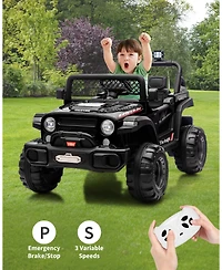 homfan 43.3 x 28.3 Inch Kids Electric Ride On Car 12V Battery Powered with Remote Control for Outdoor Play