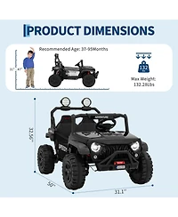 Homfan 48.4x31.1x32.6 24V Kids Electric Ride-On Car with Remote Control. Metal Frame. Led Lights. for Outdoor Play.