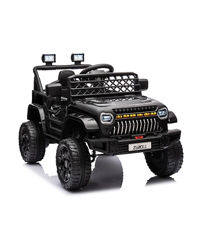 homfan Ride On Truck, Battery Powered Electric Toy for Kids with 2.4G Remote Control, 4-Wheel Spring Suspension, Led Lights, Music