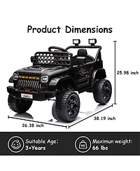 homfan Ride On Truck, Battery Powered Electric Toy for Kids with 2.4G Remote Control, 4-Wheel Spring Suspension, Led Lights, Music