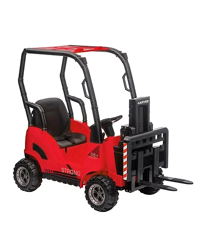 homfan 12V Electric Kids Forklift Ride-On Car with Remote Control, Liftable Fork and Pallet, 2 Speeds, Music, Usb Port, Safety Belt