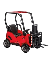 homfan 12V Electric Kids Forklift Ride-On Car with Remote Control, Liftable Fork and Pallet, 2 Speeds, Music, Usb Port, Safety Belt