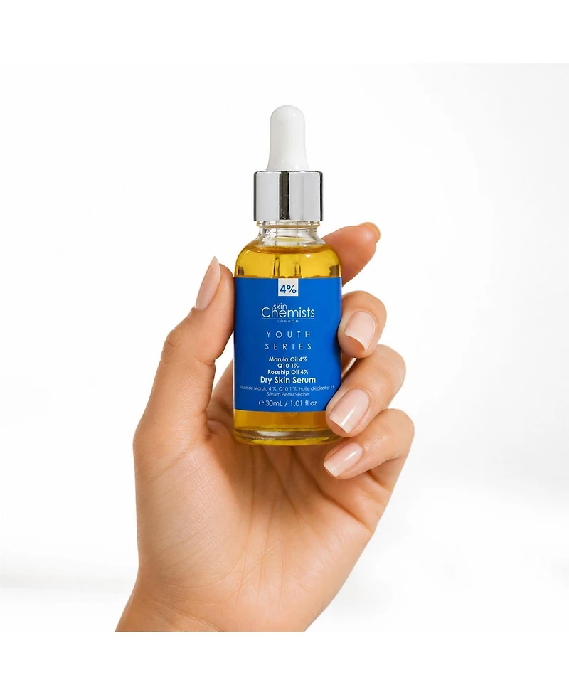 skinChemists Anti-Aging Dry Skin Serum Marula Oil 4%, Q10 1%, Rosehip Oil 4% 30ml