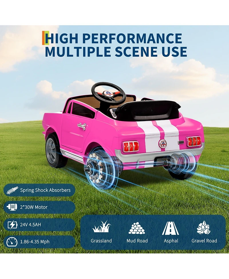 homfan 46.1 x 24.8 x 16.9 Inch Licensed Shelby Ride On Car for Kids 24V 2 Seater Electric Car Toy with Remote for Outdoor Play
