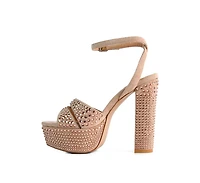 bellini heat-set diamante high block heel sandals