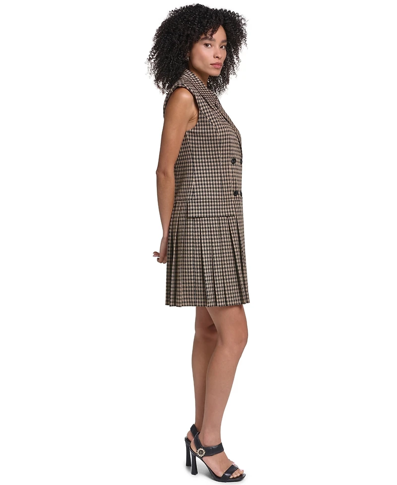 Karl Lagerfeld Paris Women's Collared Pleated Short Dress