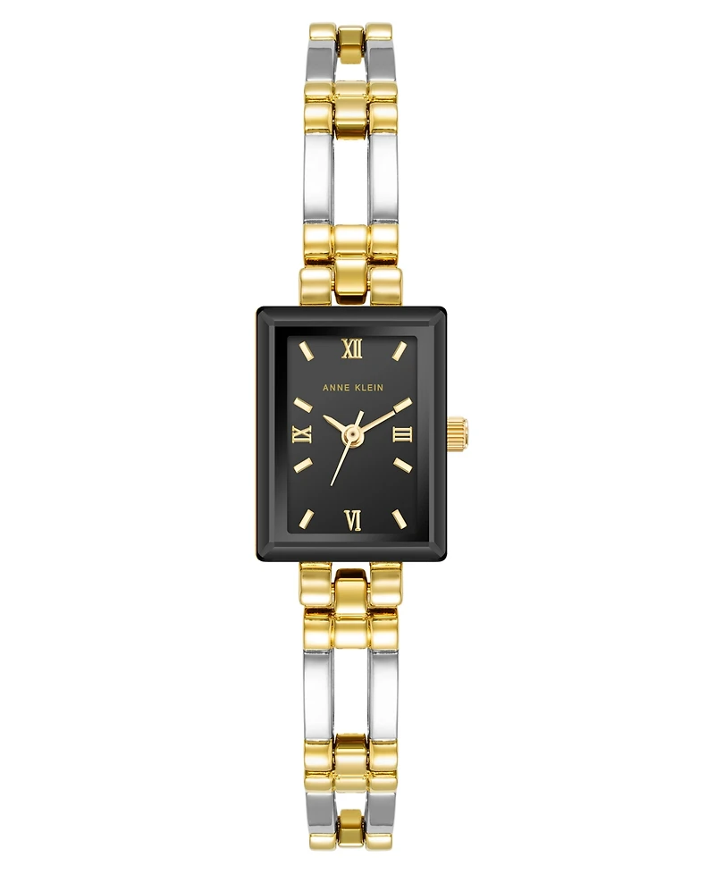 Anne Klein Women's Quartz Rectangle Two-Tone Alloy Metal Bracelet Watch 28mm x 16.3mm