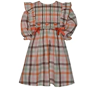 Bonnie Jean Girls' 2T-6X Long-Sleeve Plaid Dress