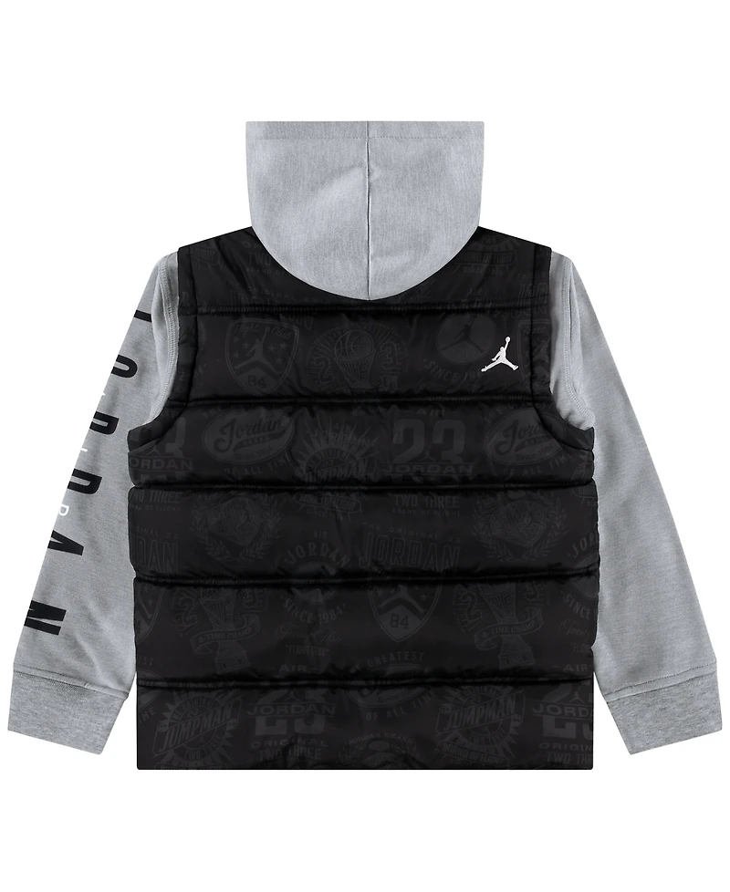 Jordan Little and Toddler Boys Layered-Look Hooded Jacket
