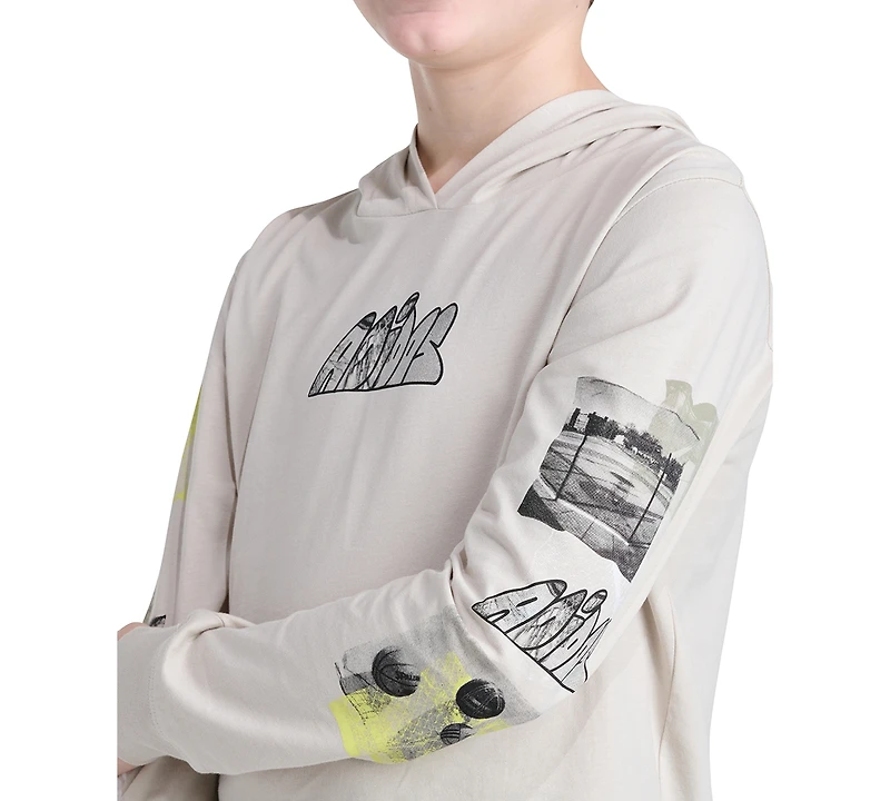 adidas Boys' 8-20 Long-Sleeve Hooded Photoreal Sport T-Shirt