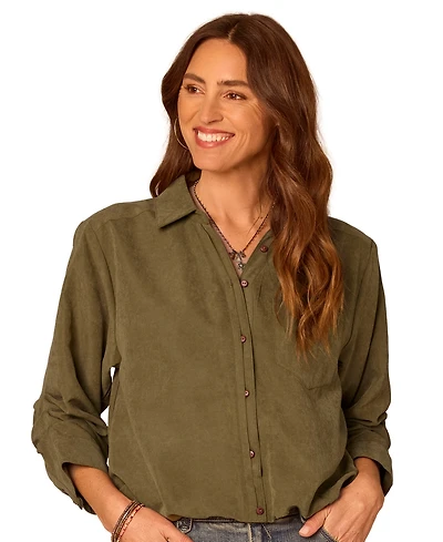 Democracy Women's Spread-Collar Button-Front Top