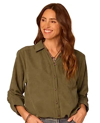 Democracy Women's Spread-Collar Button-Front Top