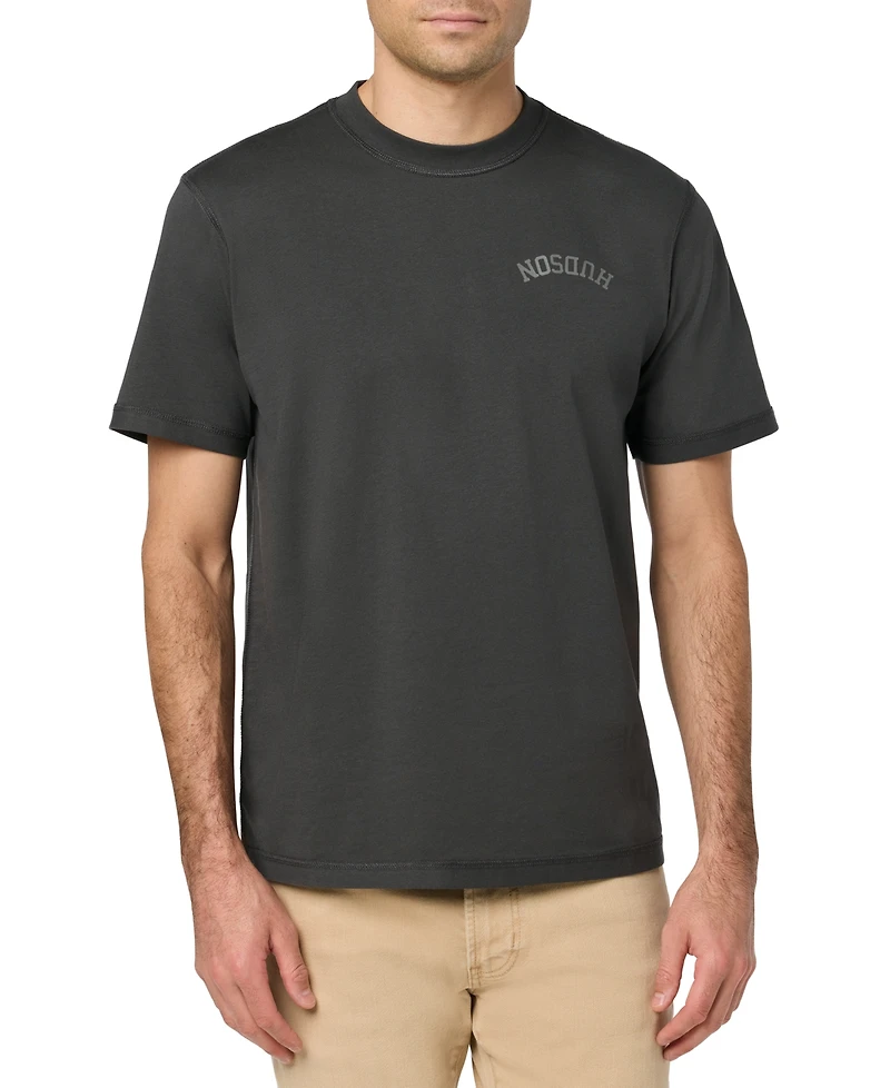 Hudson Jeans Men's Chest Logo Graphic Detail Crewneck T-Shirt