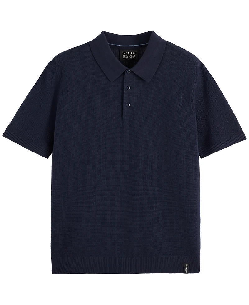 Scotch & Soda Men's Structured Knitted Short-Sleeve Polo Shirt
