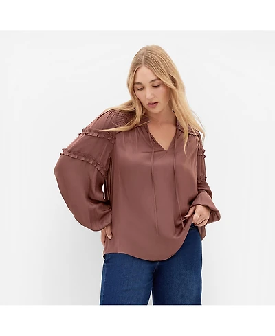 City Chic Women's Drama Queen Long Sleeve Shirt
