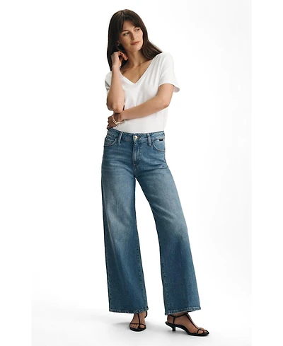 Mavi Jeans Women's Paloma Mid Rise Wide Leg Brushed Gold Premium