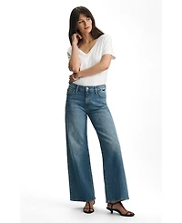 Mavi Jeans Women's Paloma Mid Rise Wide Leg Brushed Gold Premium
