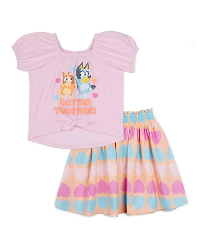 Bluey Little Girls (5 -12) 2-Piece T-Shirt and Skirt Set