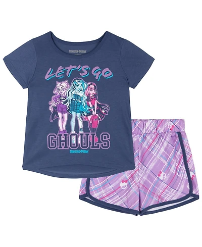 Monster High Girls' 2-Piece Tee and Dolphin Shorts Set
