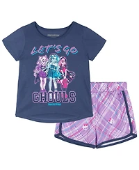 Monster High Girls' 2-Piece Tee and Dolphin Shorts Set