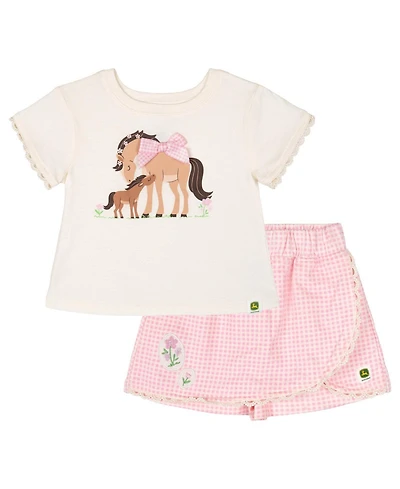 John Deere Girl's (5-12) 2-Piece T-Shirt and Bottoms Set