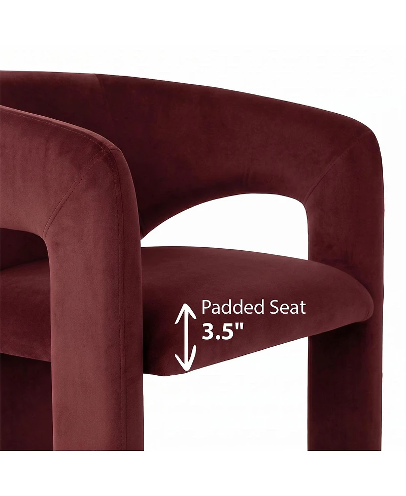 Maison Boucle Modern Velvet Barrel Dining Chairs Set of 2, Burgundy Upholstered Curved Back, Wraparound Accent Side for Room and Kitchen
