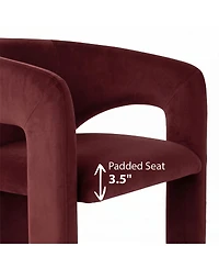 Maison Boucle Modern Velvet Barrel Dining Chairs Set of 2, Burgundy Upholstered Curved Back, Wraparound Accent Side for Room and Kitchen