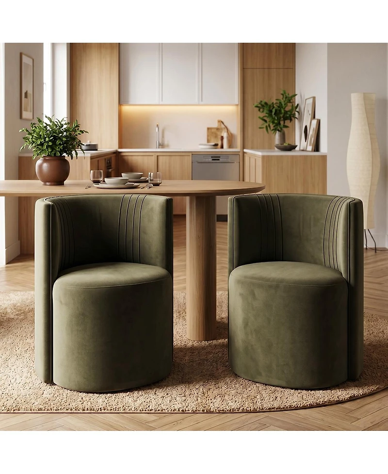 Maison Boucle Office Chair for Desk, Velvet Burgundy Barrel with Hidden Casters, Upholstered Tub Seat Curved Back, Space-Saving