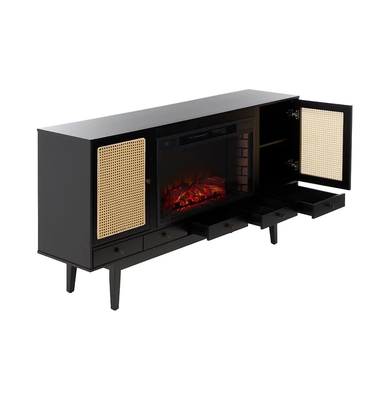 Augusta Home Simms Midcentury Fireplace with Media Storage