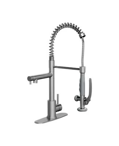Phying Commercial Single Handle Kitchen Sink Faucet Brushed Nickel Pull Down Sprayer Design