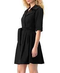 Ivonne Women's Belted Collared Short-Sleeve Shirt Mini Dress