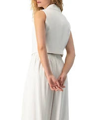 Ivonne Women's Tailored Sleeveless Crop Blazer Vest