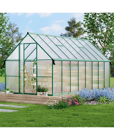 gaomon Heavy Duty 8x16Feet Aluminum Polycarbonate Walk-In Greenhouse Roof Vent, Lockable Door, All Weather Gardening Tent for Backyard, Patio, Garden