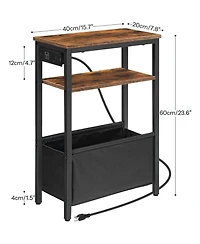 Slickblue Slim Side Table with Charging Hub and Compact Storage for Small Spaces