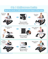 Slickblue Toddler Baby Walker 6-in-1 Foldable Design with Adjustable Height Support