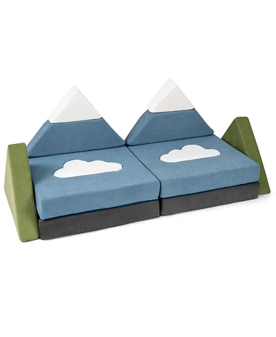 Slickblue Toddler 12 Piece Toddler Foam Construction Fort Set with Snow Mountain Theme-Snow Mountain