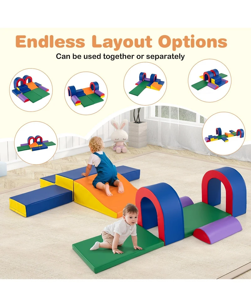 Slickblue 10-Piece Toddler Foam Climber Set with Soft Pu Leather Covers