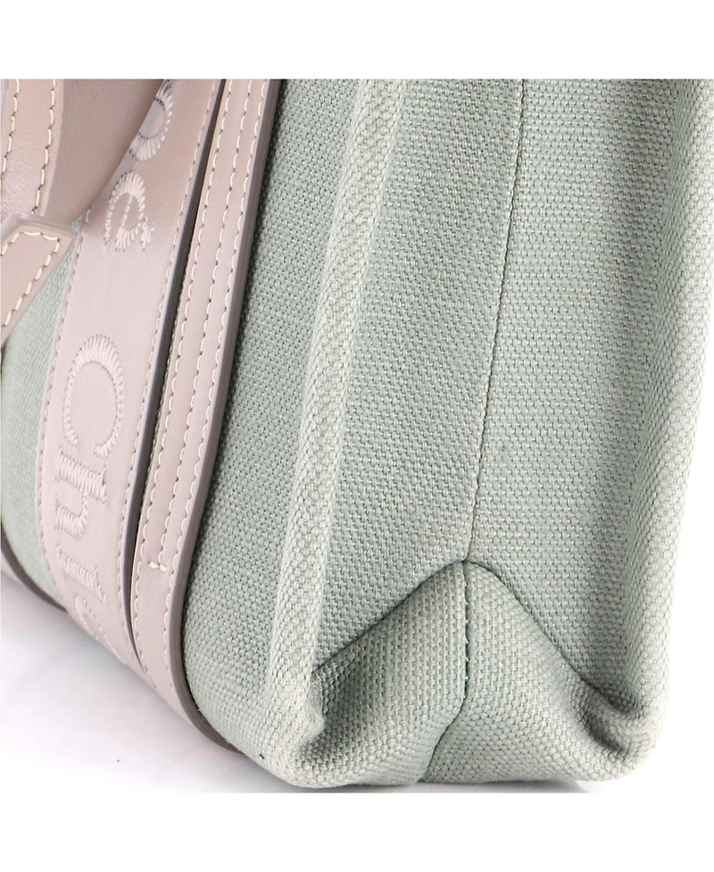 Pre-Owned Chloe Small Woody Convertible Tote Linen and Leather