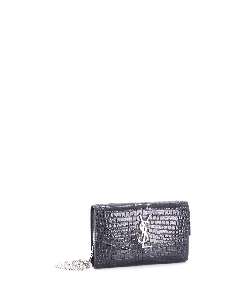 Pre-Owned Saint Laurent Uptown Chain Wallet Embossed Leather