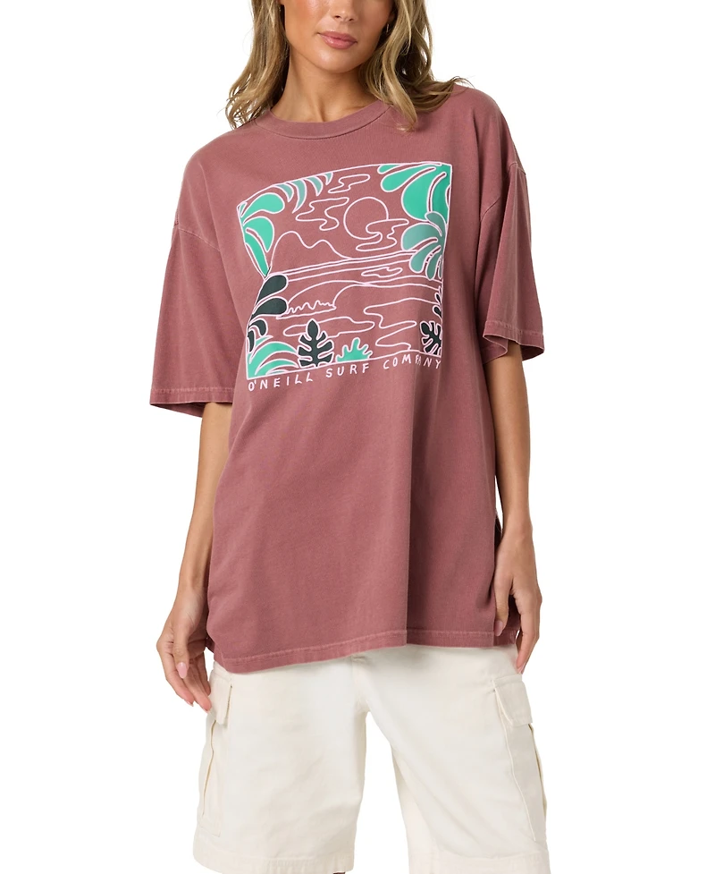 O'Neill Women's Garment-Dyed Graphic Oversized T-Shirt