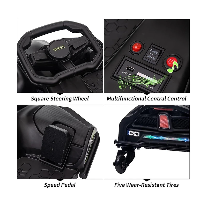 homfan Electric Drift Variable-Speed Go-Kart, 110 lbs Capacity, Ages 8+