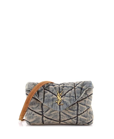 Pre-Owned Saint Laurent Mini Loulou Puffer Shoulder Bag Quilted Vintage Denim