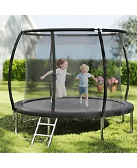 Gymax 10FT Outdoor Trampoline with Safety Enclosure Net Anti-Rust Galvanized Steel Frame