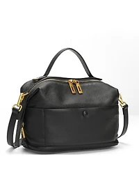 Susu Pebbled Leather Top Handle Satchel Bag Convertible Medium Soft Crossbody Purse