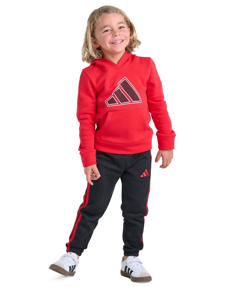 adidas Boys' 2T-7 Long-Sleeve Graphic Sweatshirt and Jogger, 2-Piece Set