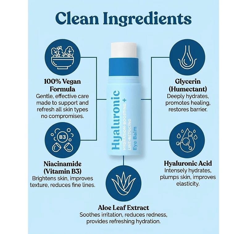Lovery Hyaluronic Hydration-Boosting Eye Balm - Korean Skin Care Moisture and Line-Smoothing Treatment