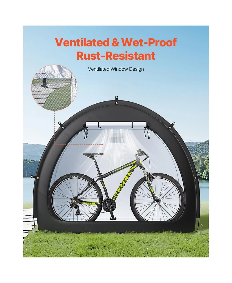 Vevor Outdoor Bike Storage Tent Fan-Shaped Waterproof Bike Tent for 4 to 5 Bikes