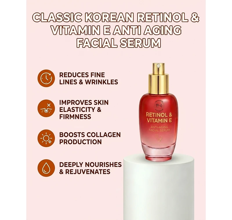 Lovery Retinol and Vitamin E Rejuvenating Facial Serum - Korean Skincare Anti-Aging Treatment
