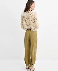 Mango Women's Ruffled Floral Blouse