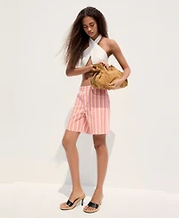 Mango Women's Straight-Fit Striped Bermuda Shorts